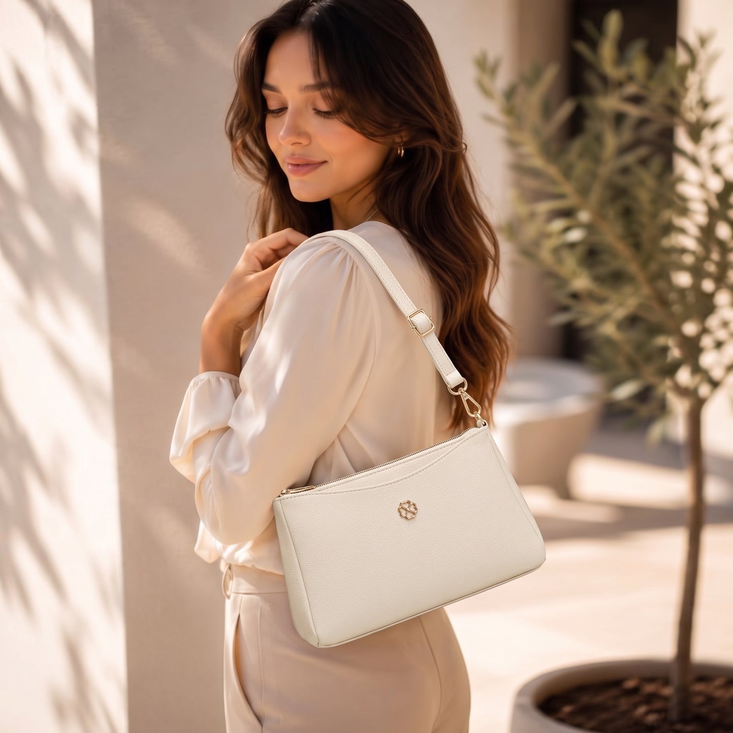 Lunara Classic Crossbody Bag - White