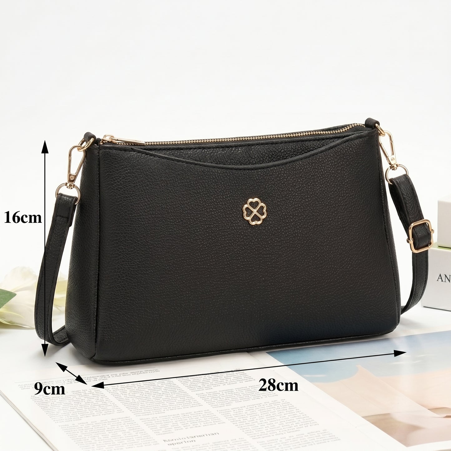 Lunara Classic Crossbody Bag - Black