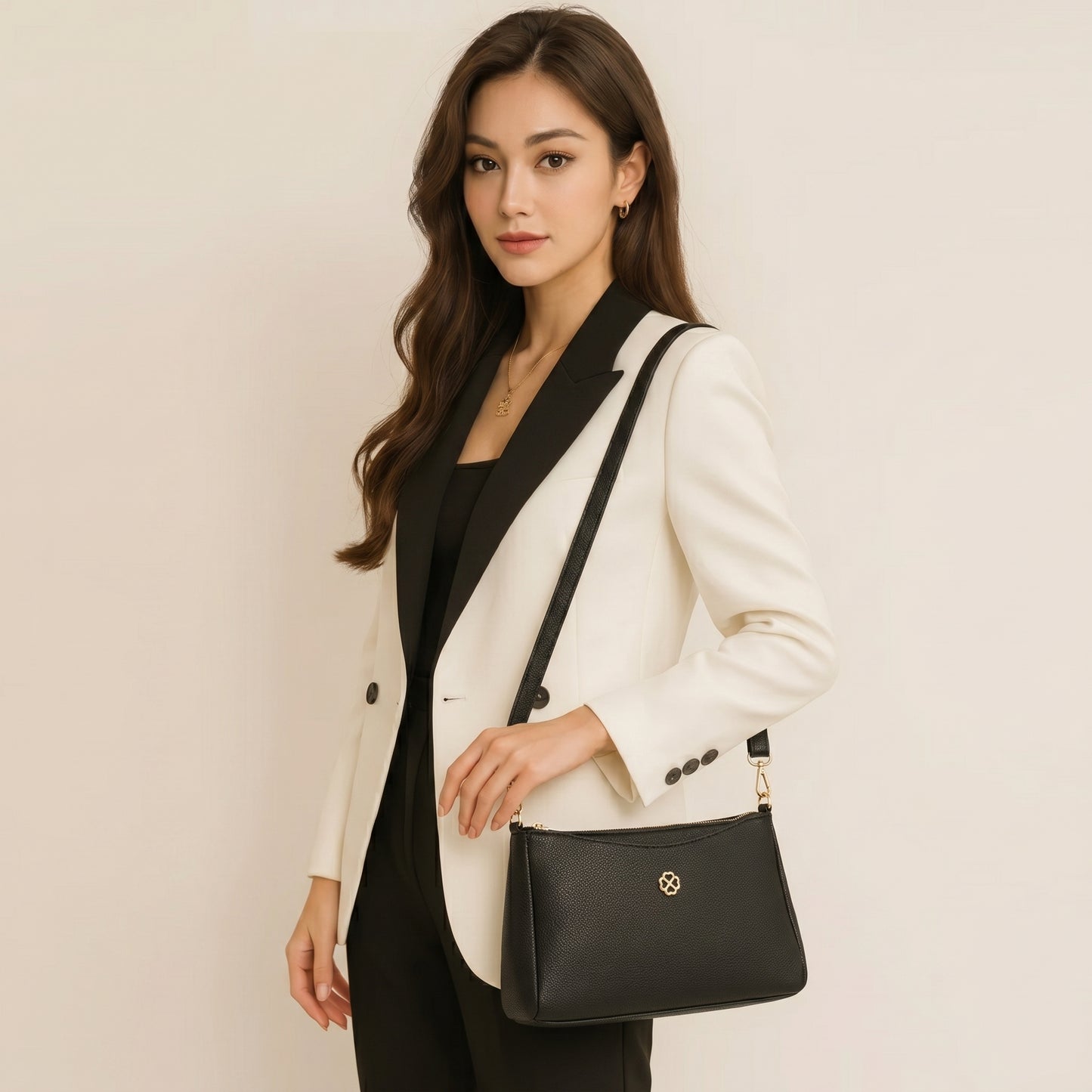 Lunara Classic Crossbody Bag - Black