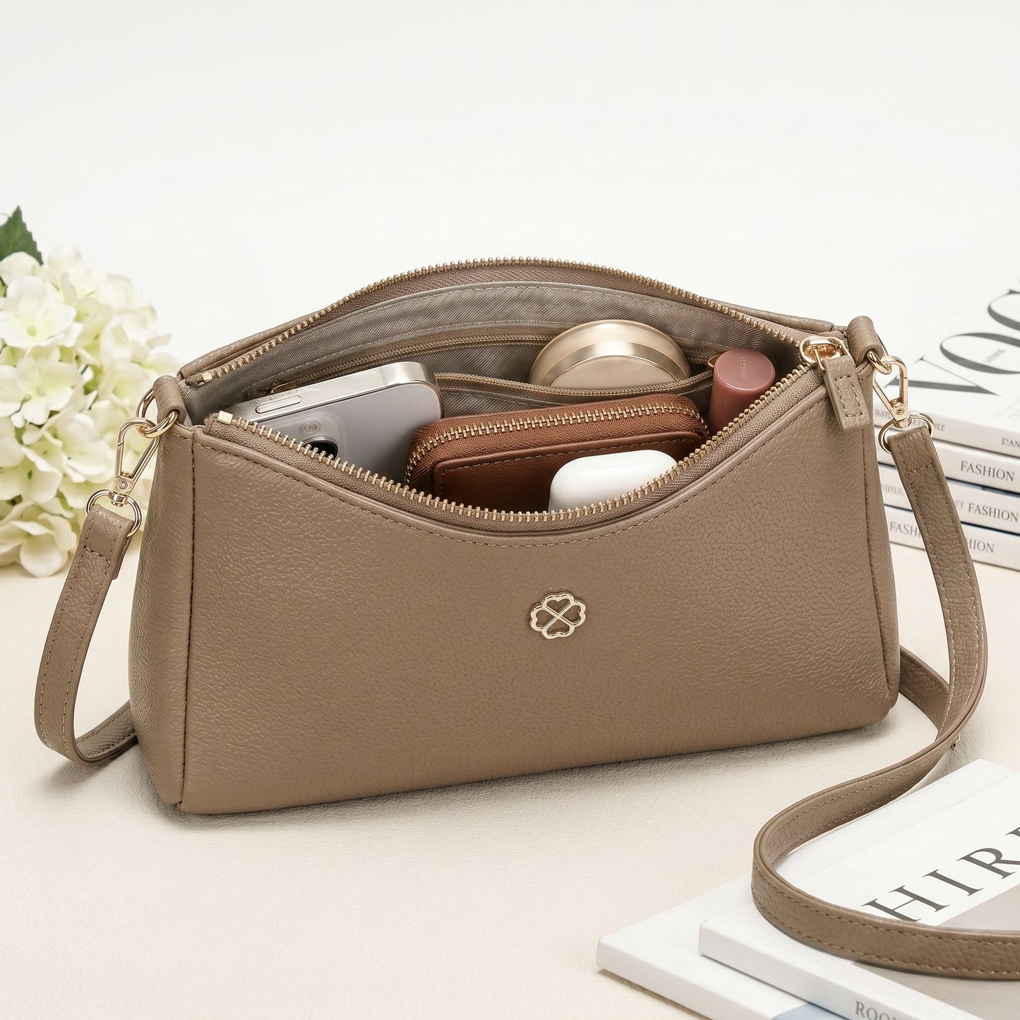 Lunara Classic Crossbody Bag - Beige